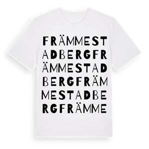 Främmestadberg ordlek t-shirt – ekologisk bomull t-shirt från Pinshirt