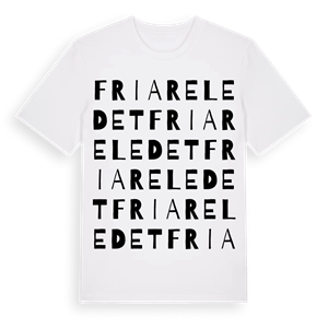 Friareledet ordlek t-shirt – ekologisk bomull t-shirt från Pinshirt