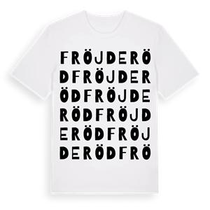 Fröjderöd ordlek t-shirt – ekologisk bomull t-shirt från Pinshirt