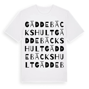 Gäddebäckshult ordlek t-shirt – ekologisk bomull t-shirt från Pinshirt