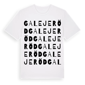 Galejeröd ordlek t-shirt – ekologisk bomull t-shirt från Pinshirt