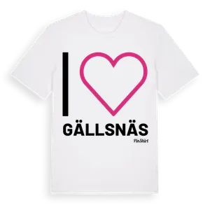 Jag älskar Gällsnäs t-shirt stort tryck – ekologisk bomull t-shirt från Pinshirt