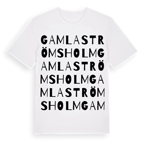 Gamla Strömsholm ordlek t-shirt – ekologisk bomull t-shirt från Pinshirt