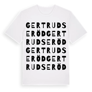 Gertrudseröd ordlek t-shirt – ekologisk bomull t-shirt från Pinshirt