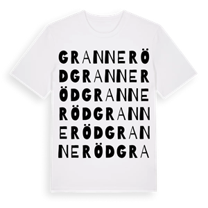 Granneröd ordlek t-shirt – ekologisk bomull t-shirt från Pinshirt