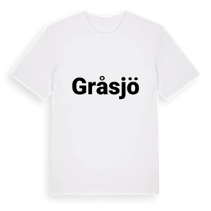 Gråsjö fetstil t-shirt – ekologisk bomull t-shirt från PinShirt