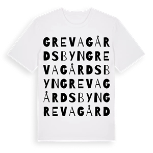 Grevagårdsbyn ordlek t-shirt – ekologisk bomull t-shirt från Pinshirt