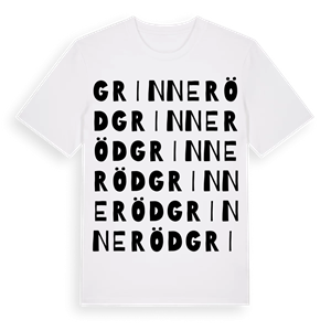 Grinneröd ordlek t-shirt – ekologisk bomull t-shirt från Pinshirt