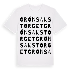 Grönsakstorget ordlek t-shirt – ekologisk bomull t-shirt från Pinshirt