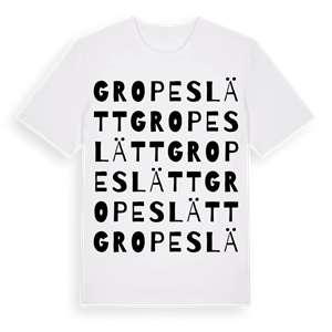 Gropeslätt ordlek t-shirt – ekologisk bomull t-shirt från Pinshirt