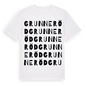 Grunneröd ordlek t-shirt – ekologisk bomull t-shirt från Pinshirt
