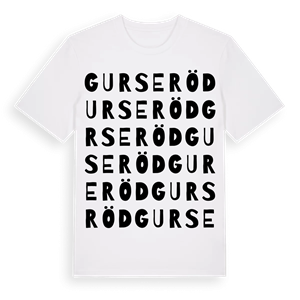 Gurseröd ordlek t-shirt – ekologisk bomull t-shirt från Pinshirt