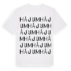 Håjum ordlek t-shirt – ekologisk bomull t-shirt från Pinshirt