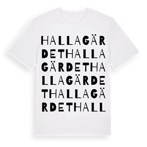 Hallagärdet ordlek t-shirt – ekologisk bomull t-shirt från Pinshirt