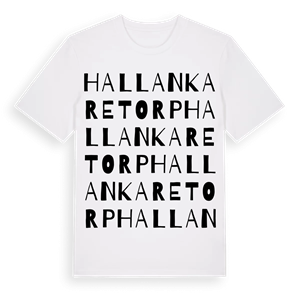Hallankaretorp ordlek t-shirt – ekologisk bomull t-shirt från Pinshirt