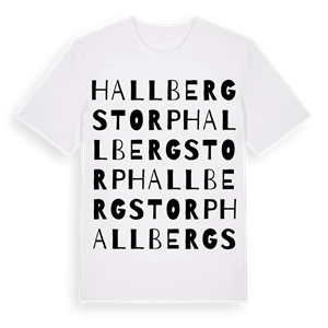 Hallbergstorp ordlek t-shirt – ekologisk bomull t-shirt från Pinshirt