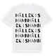 White t-shirt med Hällekis hamn ordlek t-shirt
