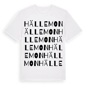Hällemon ordlek t-shirt – ekologisk bomull t-shirt från Pinshirt