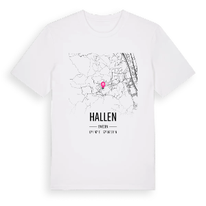 Hallen karta t-shirt – ekologisk bomull t-shirt från Pinshirt
