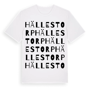 Hällestorp ordlek t-shirt – ekologisk bomull t-shirt från Pinshirt