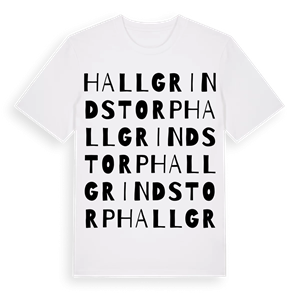 Hallgrindstorp ordlek t-shirt – ekologisk bomull t-shirt från Pinshirt