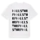 White t-shirt med Hallstorp ordlek t-shirt