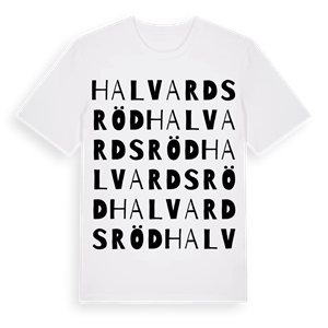 Halvardsröd ordlek t-shirt – ekologisk bomull t-shirt från Pinshirt