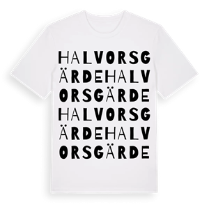 Halvorsgärde ordlek t-shirt – ekologisk bomull t-shirt från Pinshirt