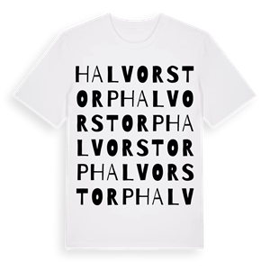 Halvorstorp ordlek t-shirt – ekologisk bomull t-shirt från Pinshirt