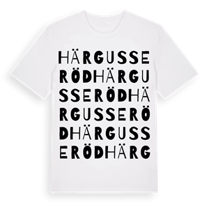 Härgusseröd ordlek t-shirt – ekologisk bomull t-shirt från Pinshirt
