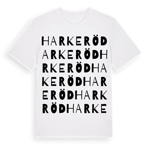 Harkeröd ordlek t-shirt – ekologisk bomull t-shirt från Pinshirt