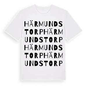 Härmundstorp ordlek t-shirt – ekologisk bomull t-shirt från Pinshirt