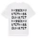 White t-shirt med Hasselhultet ordlek t-shirt