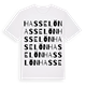 White t-shirt med Hasselön ordlek t-shirt