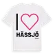 White t-shirt med Jag älskar Hässjö t-shirt stort tryck