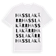 White t-shirt med Hasslakärr ordlek t-shirt