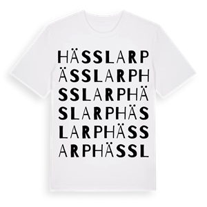 Hässlarp ordlek t-shirt – ekologisk bomull t-shirt från Pinshirt