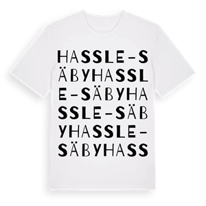 Hassle-Säby ordlek t-shirt – ekologisk bomull t-shirt från Pinshirt