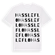 White t-shirt med Hassleflo ordlek t-shirt