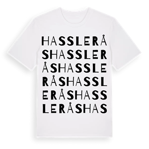 Hasslerås ordlek t-shirt – ekologisk bomull t-shirt från Pinshirt