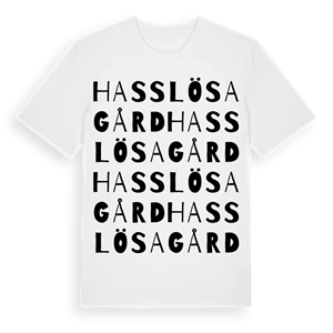 Hasslösa gård ordlek t-shirt – ekologisk bomull t-shirt från Pinshirt