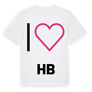 Jag älskar HB t-shirt stort tryck – ekologisk bomull t-shirt från Pinshirt