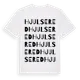 White t-shirt med Hjulsered ordlek t-shirt