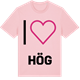 Pink Cotton t-shirt med Jag älskar Hög t-shirt stort tryck