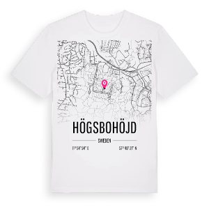 Högsbohöjd karta t-shirt – ekologisk bomull t-shirt från Pinshirt