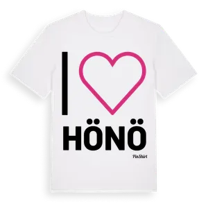 Jag älskar Hönö t-shirt stort tryck – ekologisk bomull t-shirt från Pinshirt