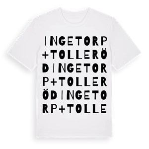 Ingetorp + Tolleröd ordlek t-shirt – ekologisk bomull t-shirt från Pinshirt