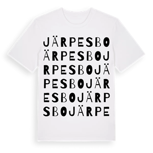 Järpesbo ordlek t-shirt – ekologisk bomull t-shirt från Pinshirt