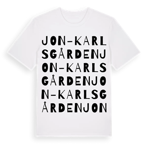 Jon-Karlsgården ordlek t-shirt – ekologisk bomull t-shirt från Pinshirt