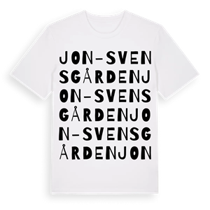 Jon-Svensgården ordlek t-shirt – ekologisk bomull t-shirt från Pinshirt